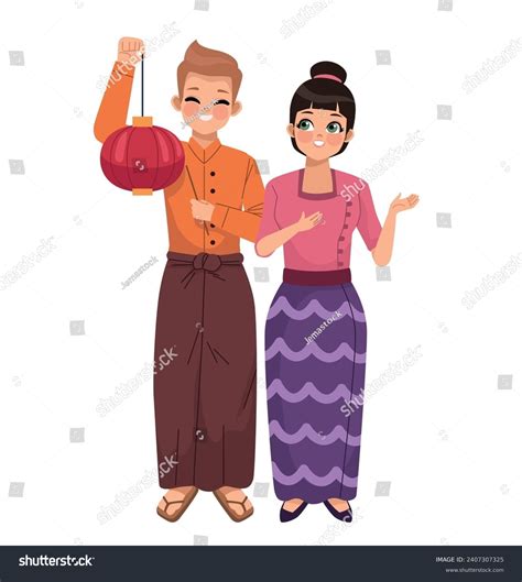 myanmar people traditional costume illustration stock vector royalty