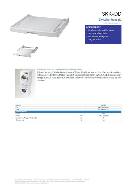Samsung SKK-DD Waschmaschinenzubehör/ 60,5 cm /Auszug bis 15 kg ...