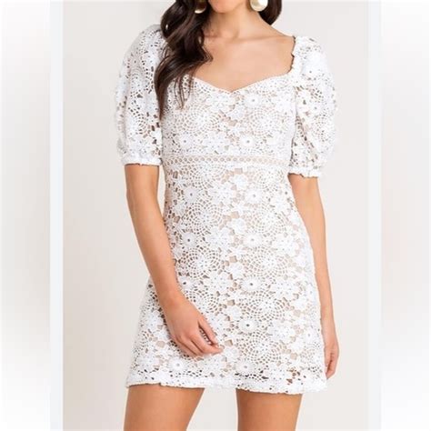 Lush Dresses Lush White Lace Mini Dress With Nude Underlay Poshmark