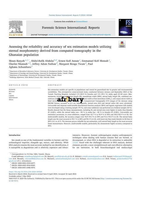 Assessing The Reliability And Accuracy Of Sex Estimation Models