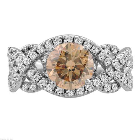 carat champagne diamond engagement ring fancy wedding ring unique