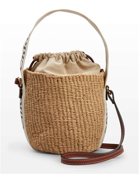 Chloe Woody Drawstring Raffia Bucket Bag Neiman Marcus