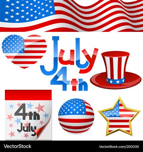 July 4th Symbols Royalty Free Vector Image Vectorstock