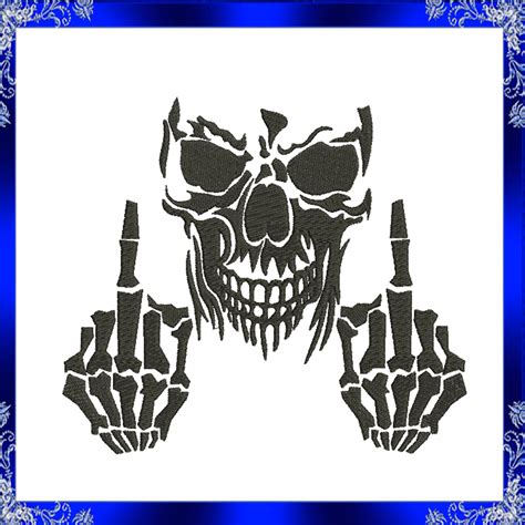 Skeleton Middle Finger Machine Embroidery Design Fuck Finger Embroidery Design Middle Finger