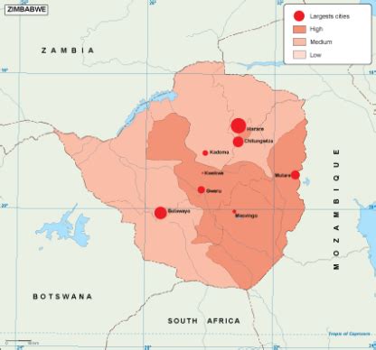 Zimbabwe population map. EPS Illustrator Map | Vector World Maps