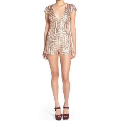 Sexy And Glamrose Gold Sequin Romper Gem