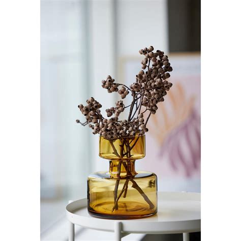 Lyngby Vase Tubular Cm Amber Glass De Blaker Exclusief