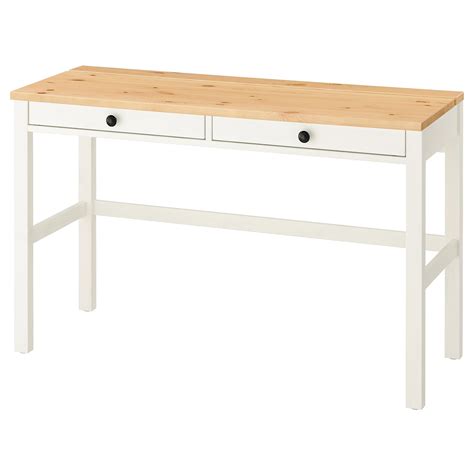HEMNES beyaz vernik-açık kahverengi 120x47 cm çalışma masası - 30534954 ...