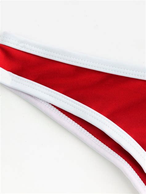 Contrast Piping Halter Bikini Set Shein Sheinside