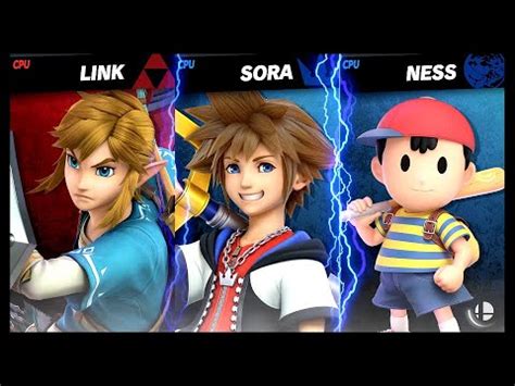 Link Lv Vs Sora And Ness Lv Cpu Battle Super Smash Bros Ultimate