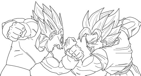 Majin Vegeta vs SSJ2 Goku Lineart by BrusselTheSaiyan on DeviantArt