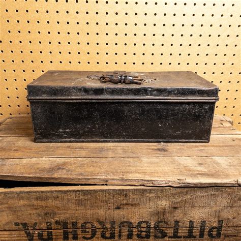 Black Metal Storage Box With Latching Lid Heritage Outfitters