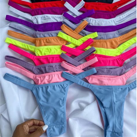 Kit Calcinha Fio Duplo Lisas Neon Lingerie Conforto Feminina Biquini Moda Intima Shopee Brasil