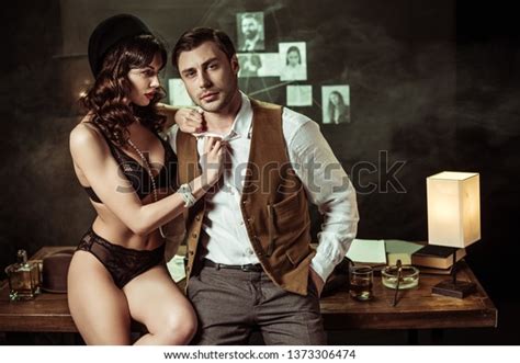 Стоковая фотография Sexy Woman Black Lingerie Sitting On Shutterstock