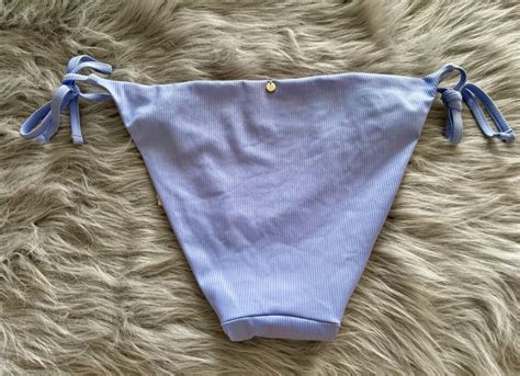 Victorias Secret Lavender Purple Ribbed Side Tie Cheeky Swim Bikini Bottom Xl Ebay