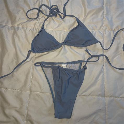 Blue Bikini Set Beachwear Depop