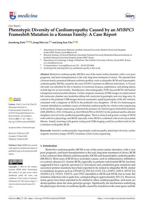 Pdf Phenotypic Diversity Of Cardiomyopathy Caused By An Mybpc3