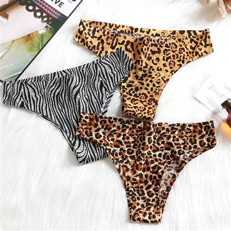 Giczi Fashion Printed Women S Panties Leopard Sexy Lingerie Seamless Underwears Silk Satin