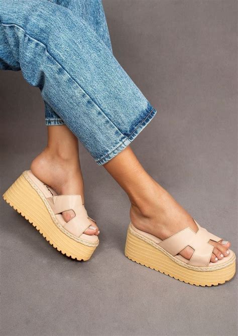 Misty Nude Leather Platform Wedge Nude Leather Platform Wedges Wedges