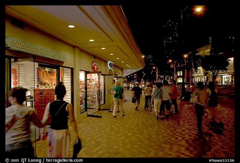 Picturephoto Shops On Kalakaua Avenue At Night Waikiki Honolulu