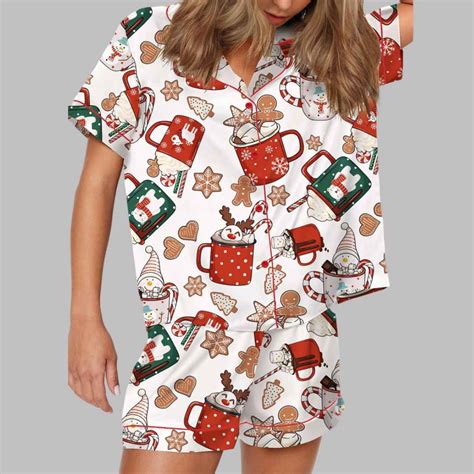 Hot Cocoa And Cookie Satin Pajama Set Gullprint