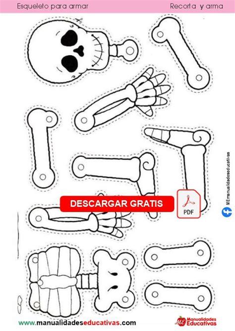 Esqueleto Para Colorear Recortar Y Armar Bricolage Halloween