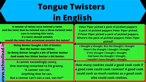 Tongue Twisters In English In 2020 Tongue Twisters In English