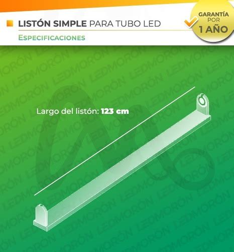 Liston Simple 1 Tubo Led 18w Equiv 36w Luz Fria LED Morón