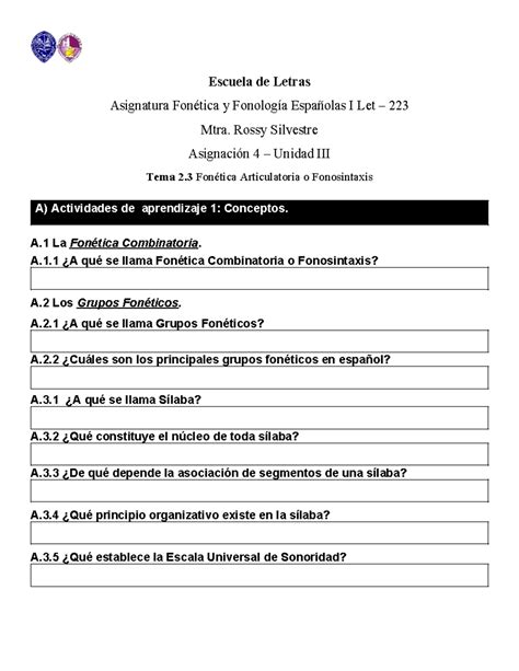 Asignación 4 Unidad III Let 223 R Silvestre 24 I Escuela de Letras