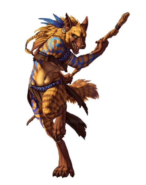 Female Gnoll Ranger Or Hunter Or Druid Pathfinder PFRPG DND D D 3 5