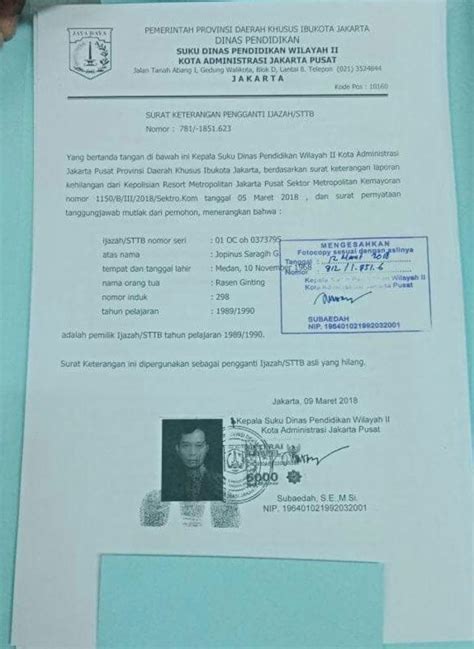 Detail Contoh Pengganti Ijazah Yang Hilang Koleksi Nomer