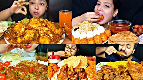 Asmr Eating Spicy Egg Curry Chicken Curry Mutton Curry Best Indian