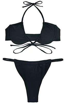Carolilly Sexy Triangle Bikini Sets Halter Neck Bikini Top And High Cut