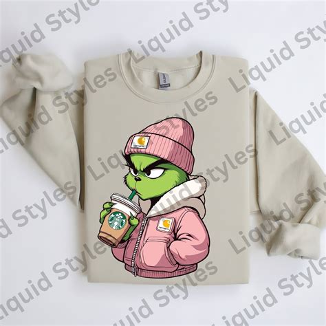 Boujee Grinch Grinch Starbucks Coffee Png Grinch Png Grinch Digital