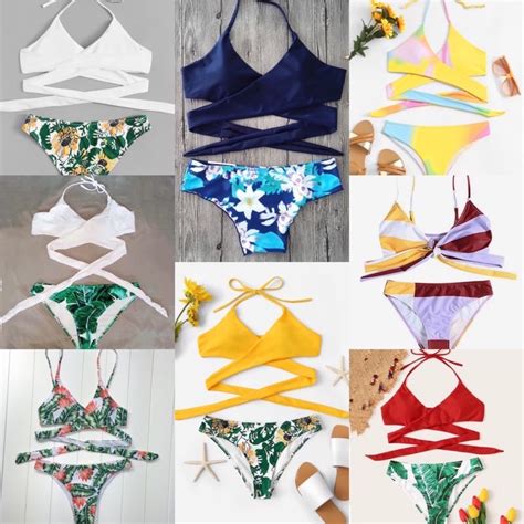 M M 50 Korean Swimsuit Korean Swimwear New Arrival Swimwear Bandage Bikini Set PushUp Shopee