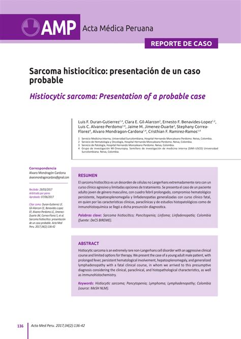 Pdf Histiocytic Sarcoma Presentation Of A Probable Case
