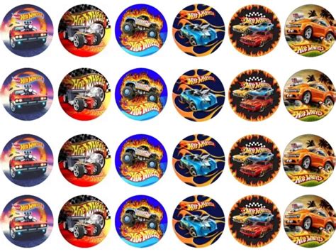 24 HOT WHEELS Edible Cupcake Toppers Icing Wafer Unofficial 5 50 PicClick UK