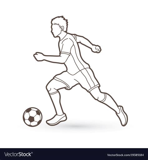 Soccer Player Running With Soccer Ball Royalty Free Vector