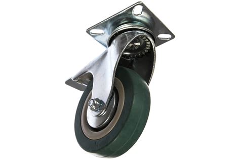 Колесо поворотное с тормозом (100 мм; г/п 65 кг; резина/полипропилен ...
