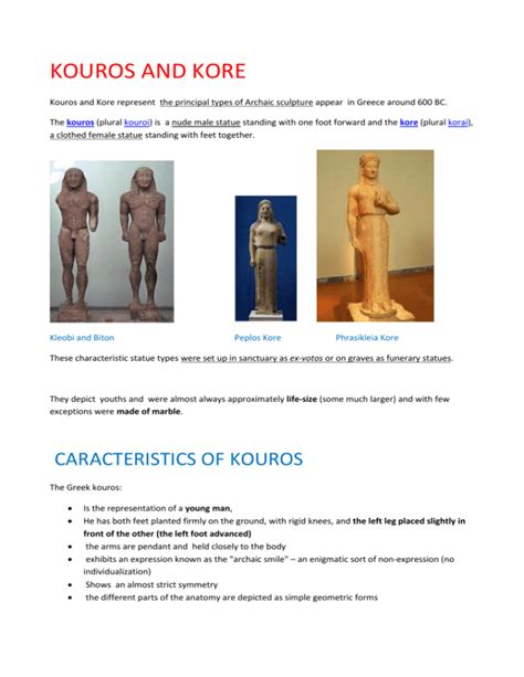 archaic greek sculpture kouros kore study guide