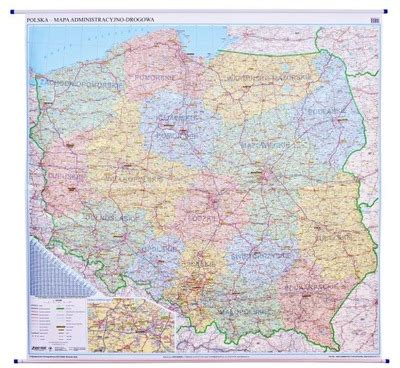 Polska Xxl Mapa Cienna Administracyjna I Drogowa