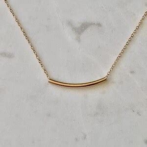 Curved Bar Necklacesterling Silver Bar Dainty Curved Bar Etsy