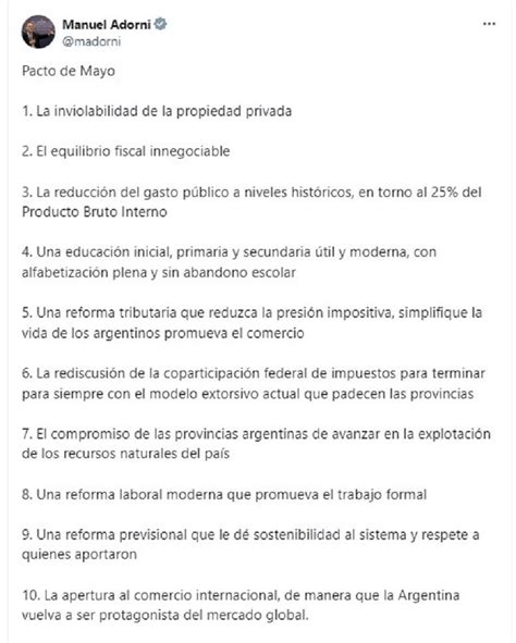 Pacto De Mayo En Tucumán El Gobierno De Javier Milei Dio A Conocer Cuáles Son Los 10 Puntos Clave