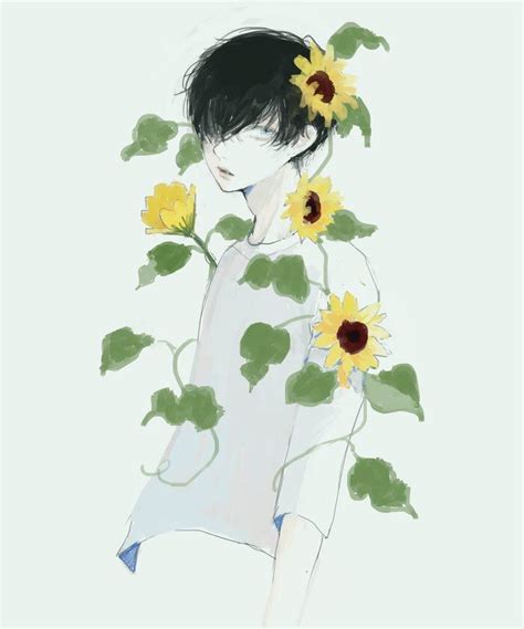 Boy flower » hair flow » art » drawing » inspiration » illustration ...