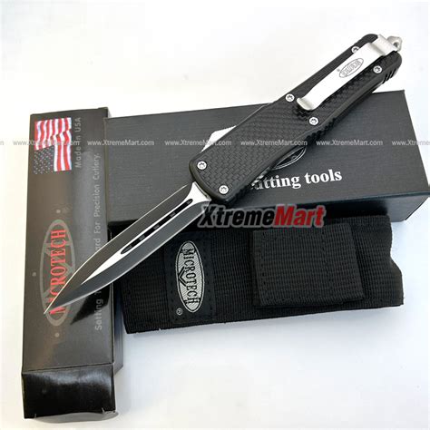 มีดสปริงตรงขนาดใหญ่ Microtech คม 2 ด้าน ด้ามลายตาราง Combat Troodon ...