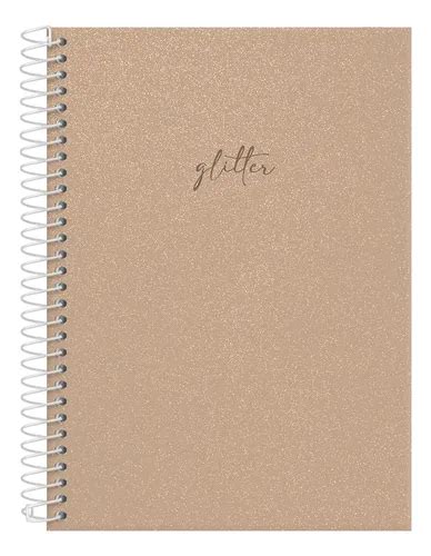 Caderno Feminino Colegial Solid Glitter Nude Mat MercadoLivre