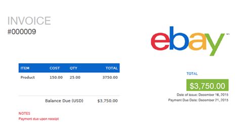 Ebay Invoice Template Fill Out Sign Online And Download Pdf