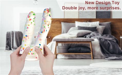 7 Inch Realistic Confetti Clear Liquid Silica Gel Double Ended Dildo For Beginners With Flared