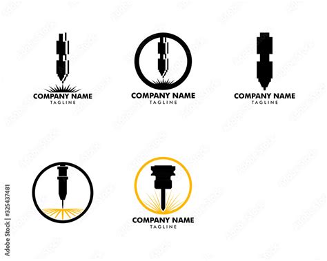 Set Of Laser Cutting Machine Logo Design Icon Vector Illustration Cnc