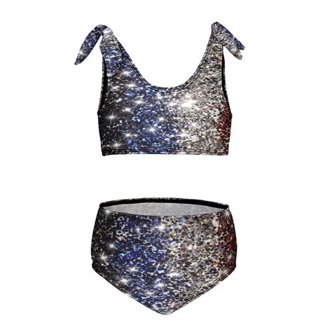 American Flag Blue Red White Girl S Piece Bikini Set Beach Sport Swimsuit Swimwear Y Cm